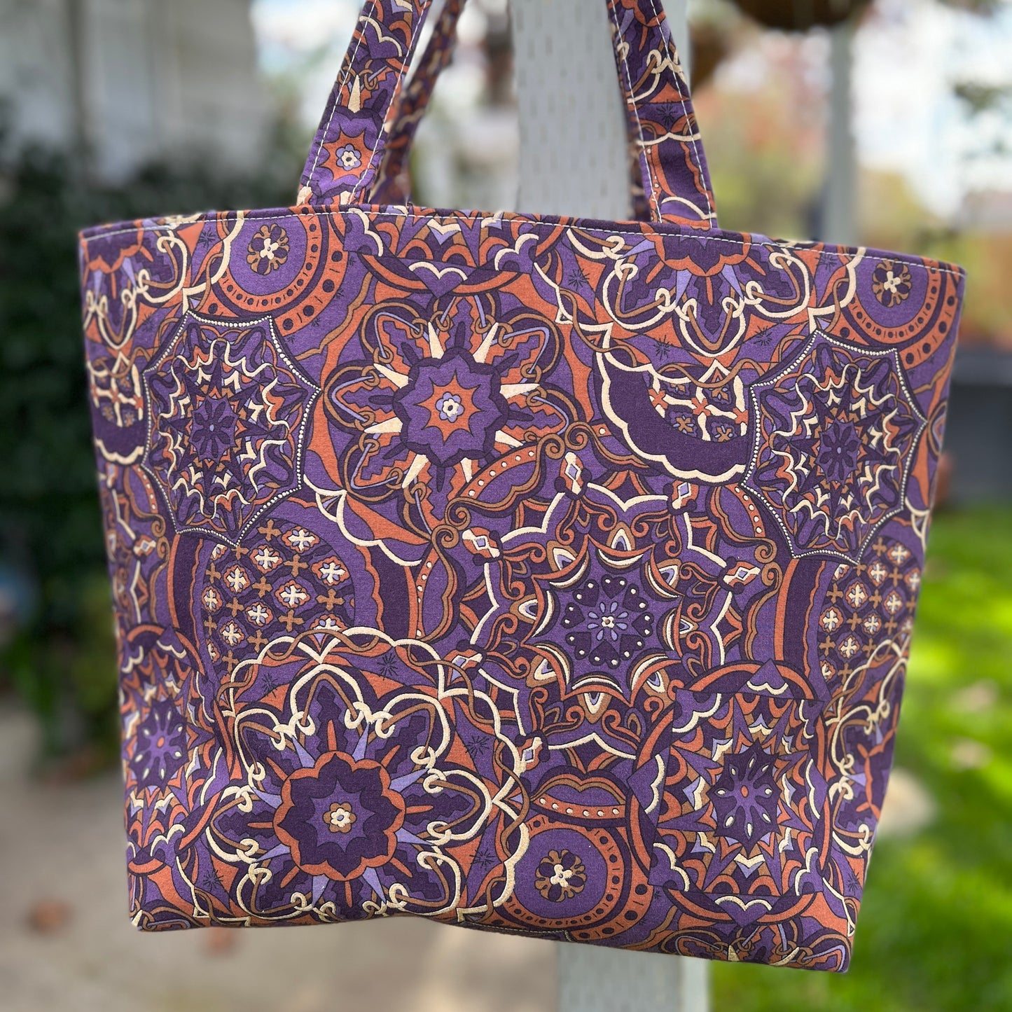 Market Tote Purple, Cream, Orange Geometric