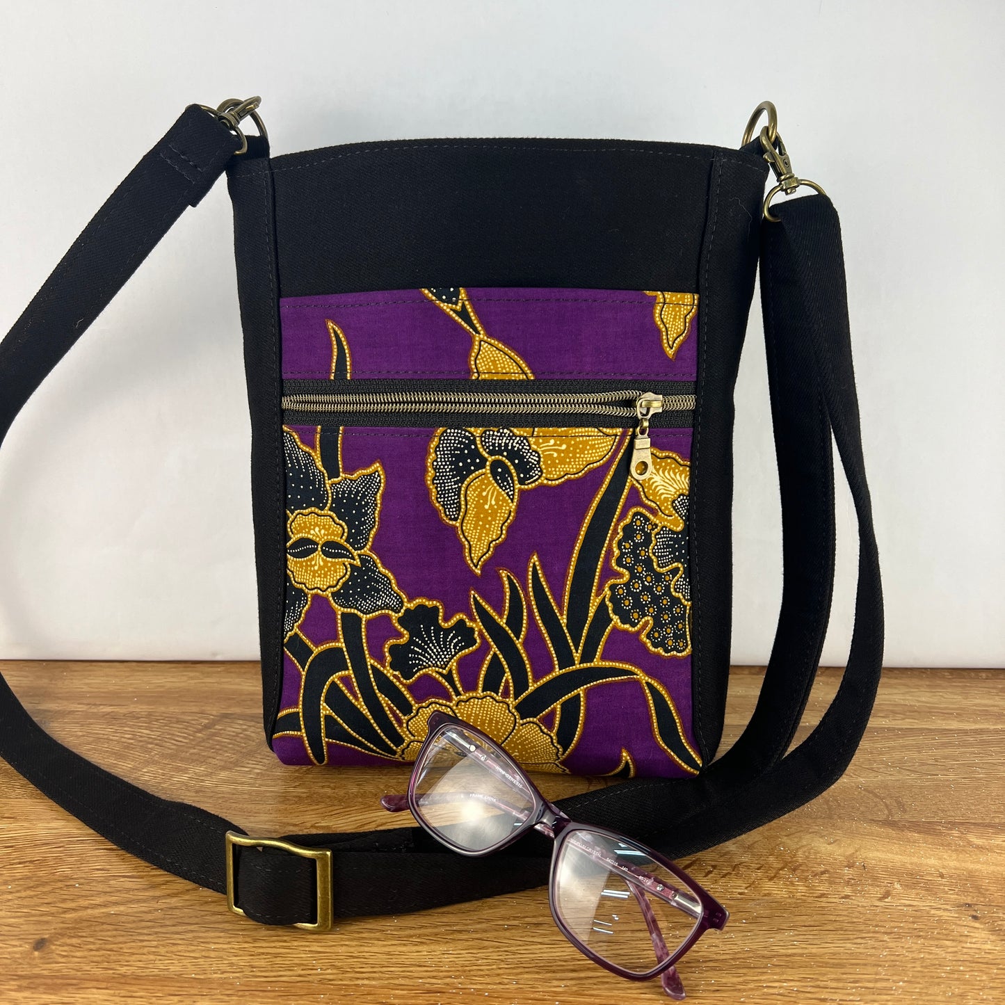 Small Crossbody Purple Indonesian Print