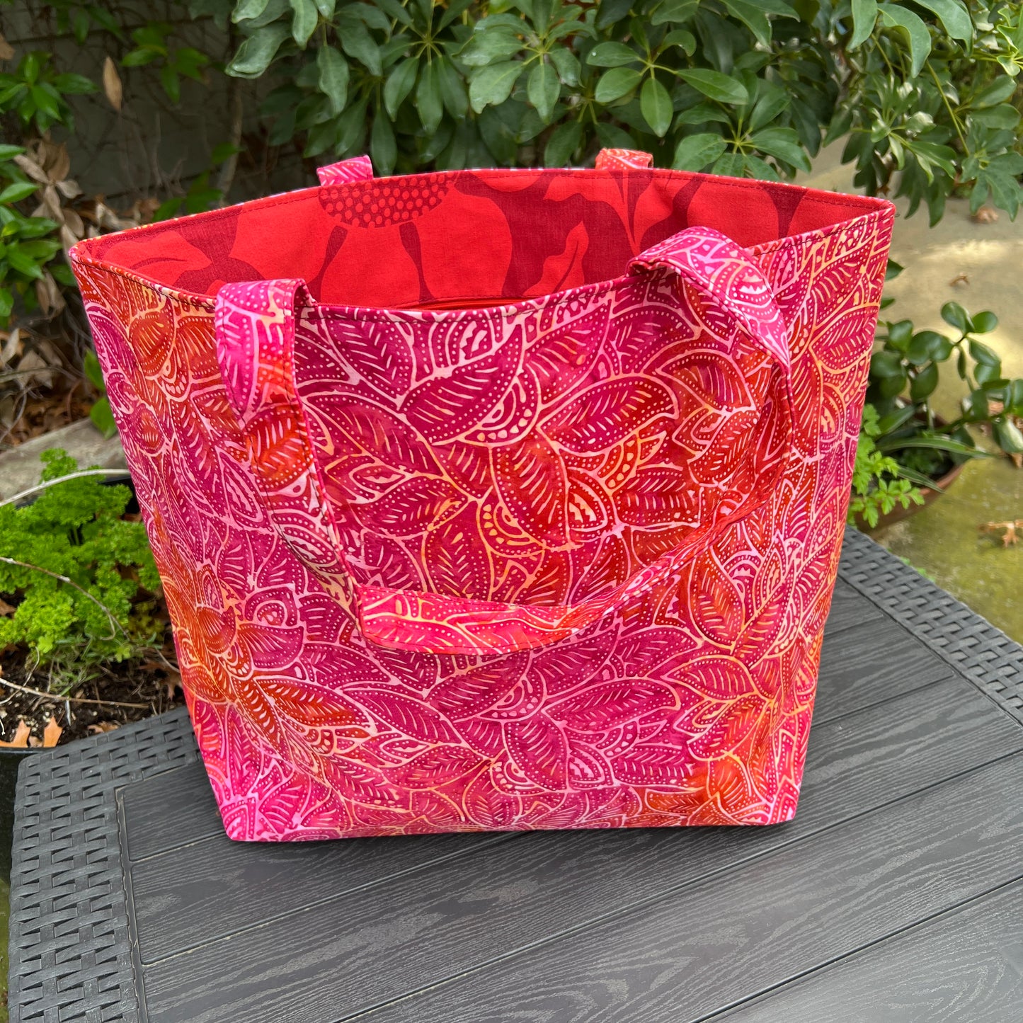 Market Tote Pink and Orange Batik