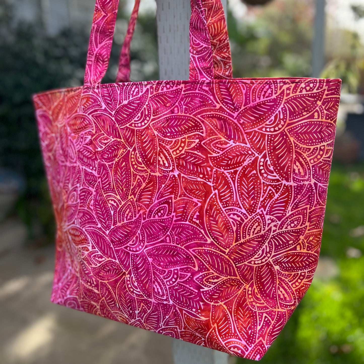 Market Tote Pink and Orange Batik