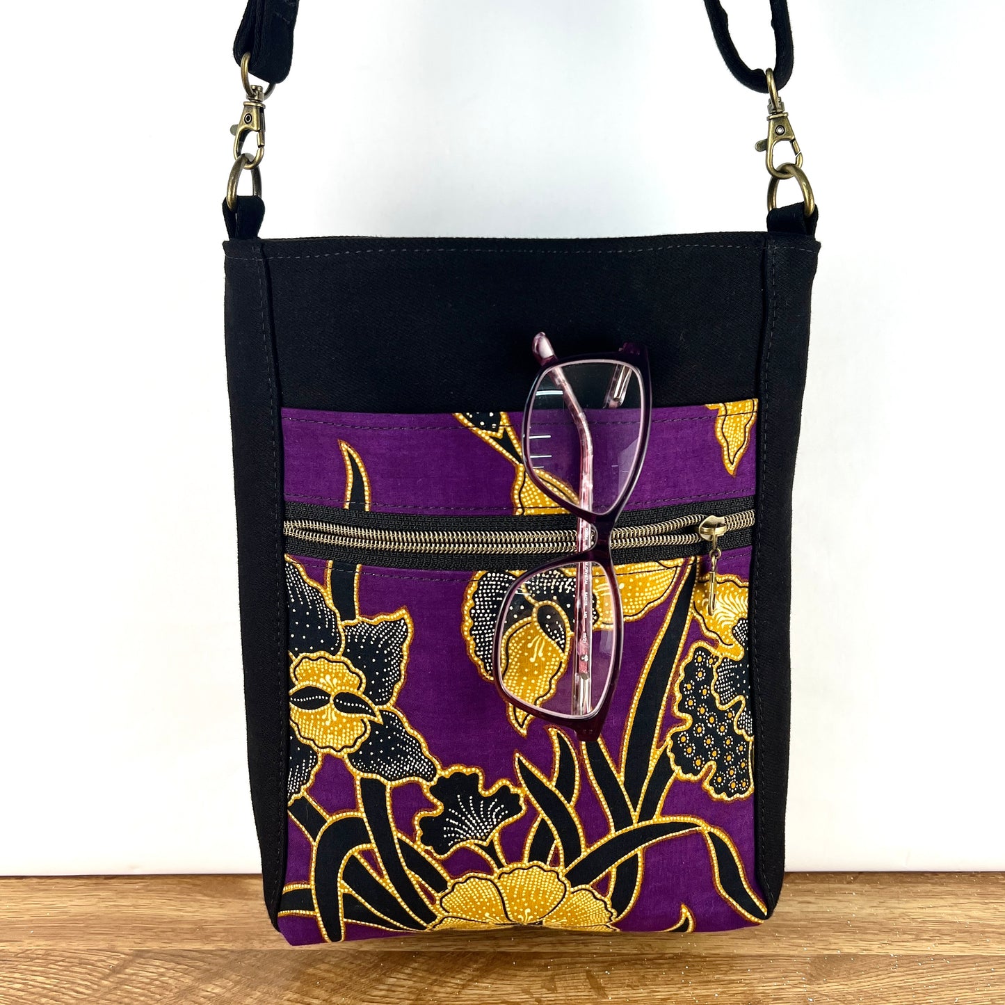 Small Crossbody Purple Indonesian Print