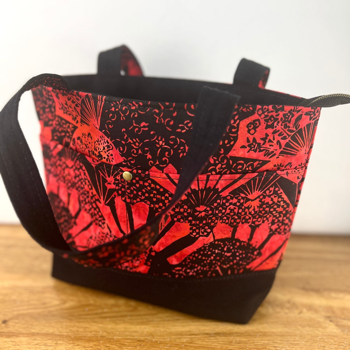 Out and About Handbag Red Fans