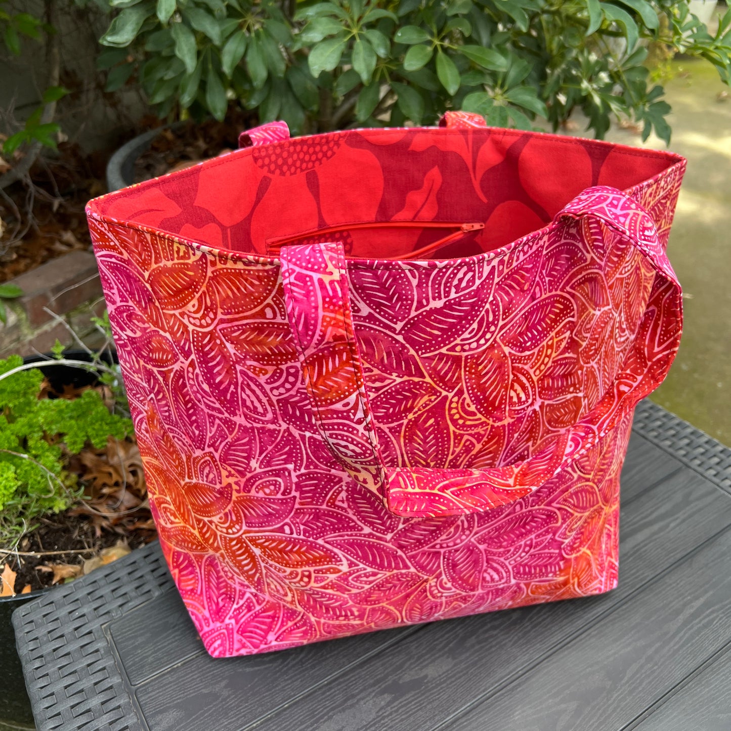 Market Tote Pink and Orange Batik