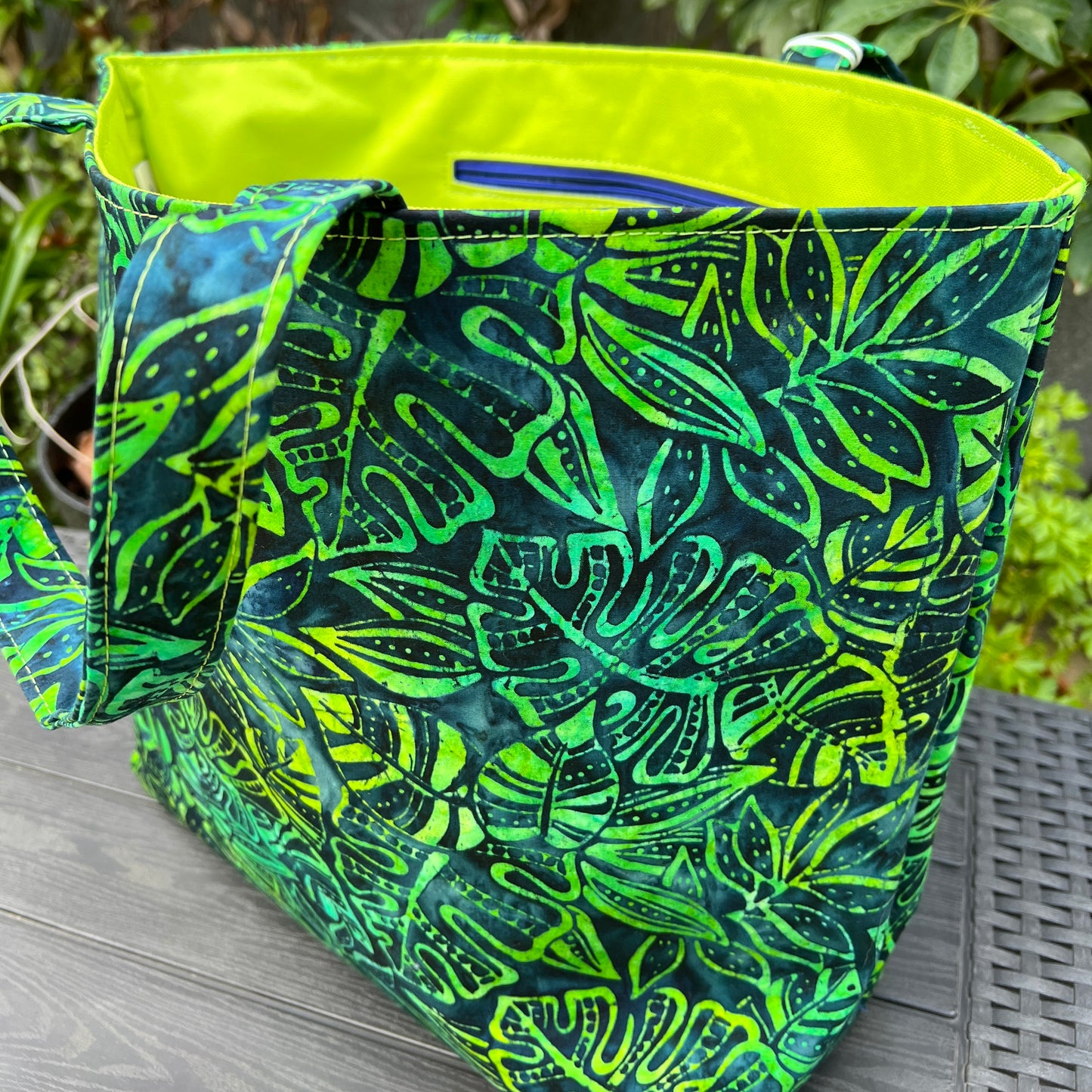 Market Tote Green and Blue Batik