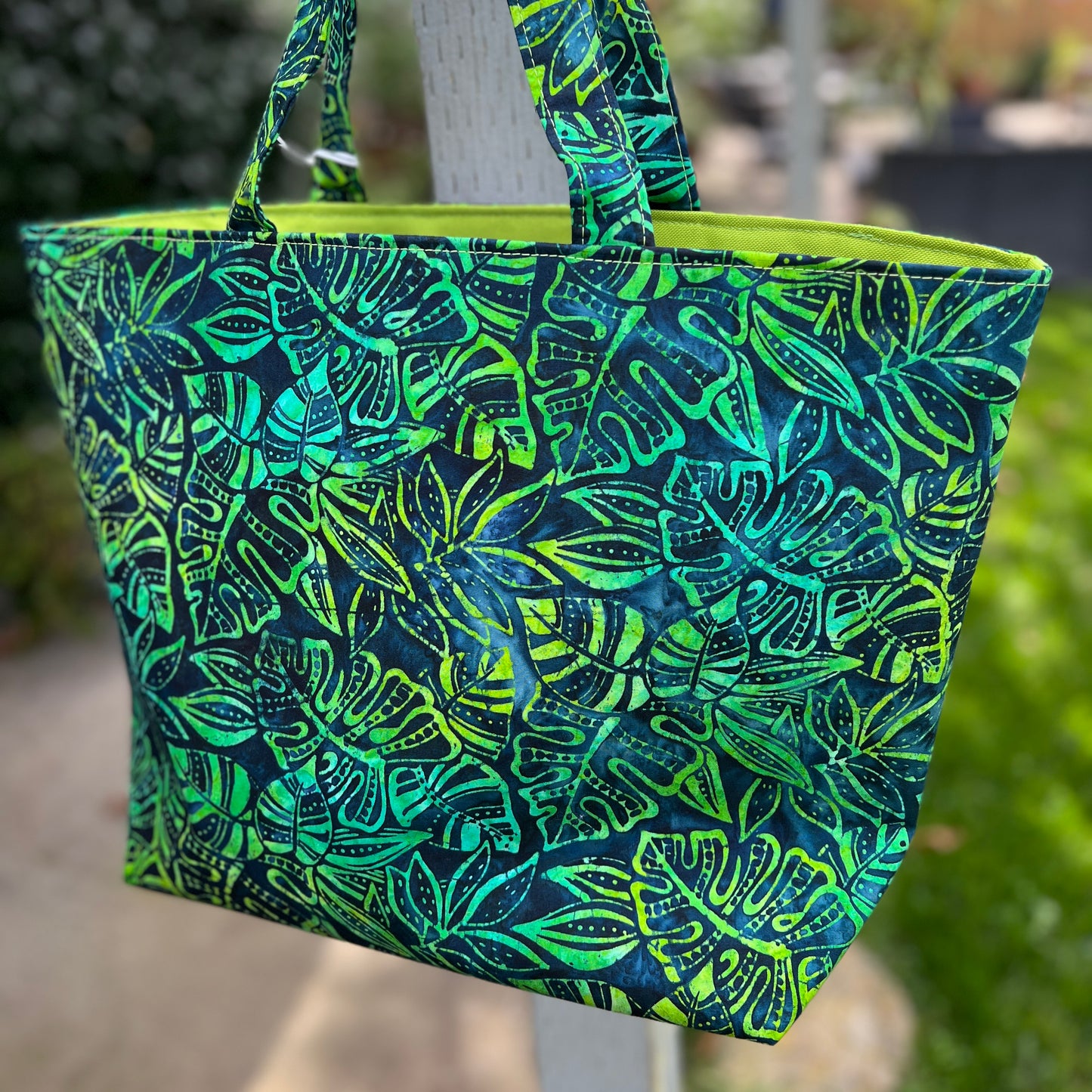 Market Tote Green and Blue Batik